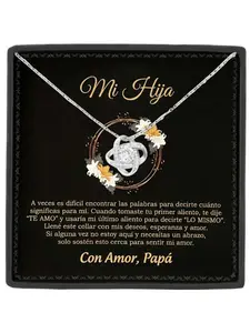 To My Daughter Love Knot Necklace with Message Card and Gift Box Birthday/Graduation/Christmas Gift