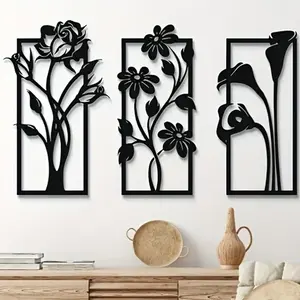 Metal Flower Wall Art, Metal Wall Decor, Wall Art Decor for Home Living Room Bedroom Office, Poster, Modern Home Decoration, Floral Abstract Design