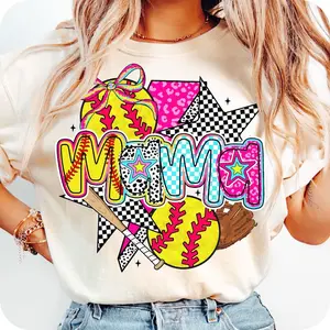 Softball Mama Brushstroke Shirt, Preppy Softball Coquette Bow Sweatshirt, Game Day Softball Mom Tee, Mother's Day Gift