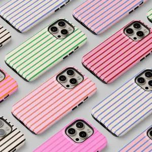 Custom Color Striped phone Case, Retro Minimalist Aesthetic Lines Smart Phone Cover