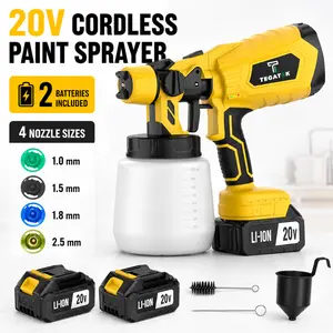 20V Cordless Paint Sprayer with Battery, HVLP Spray Gun with 4 Copper Nozzles, 3 Spray Patterns, Adjustable Flow for Furniture, Cabinets, Fence & Walls tool