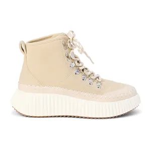 COCONUTS by Matisse Womens Trek Round Toe Platform Hiking Casual Boots Ankle Mid Heel 2-3" - Beige