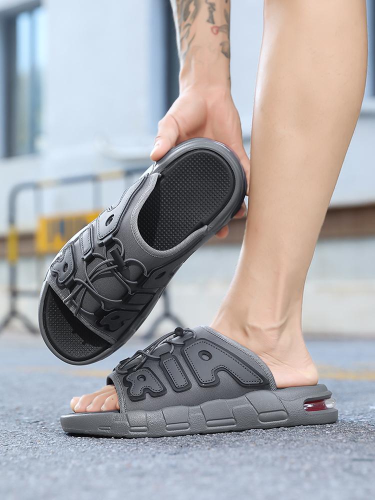 Men's "AIR" Letter Fashion Slides | Retro Basketball-Style Sports Sandals | Chunky Air-Cushioned Summer Slides | Streetwear Hypebeast Footwear