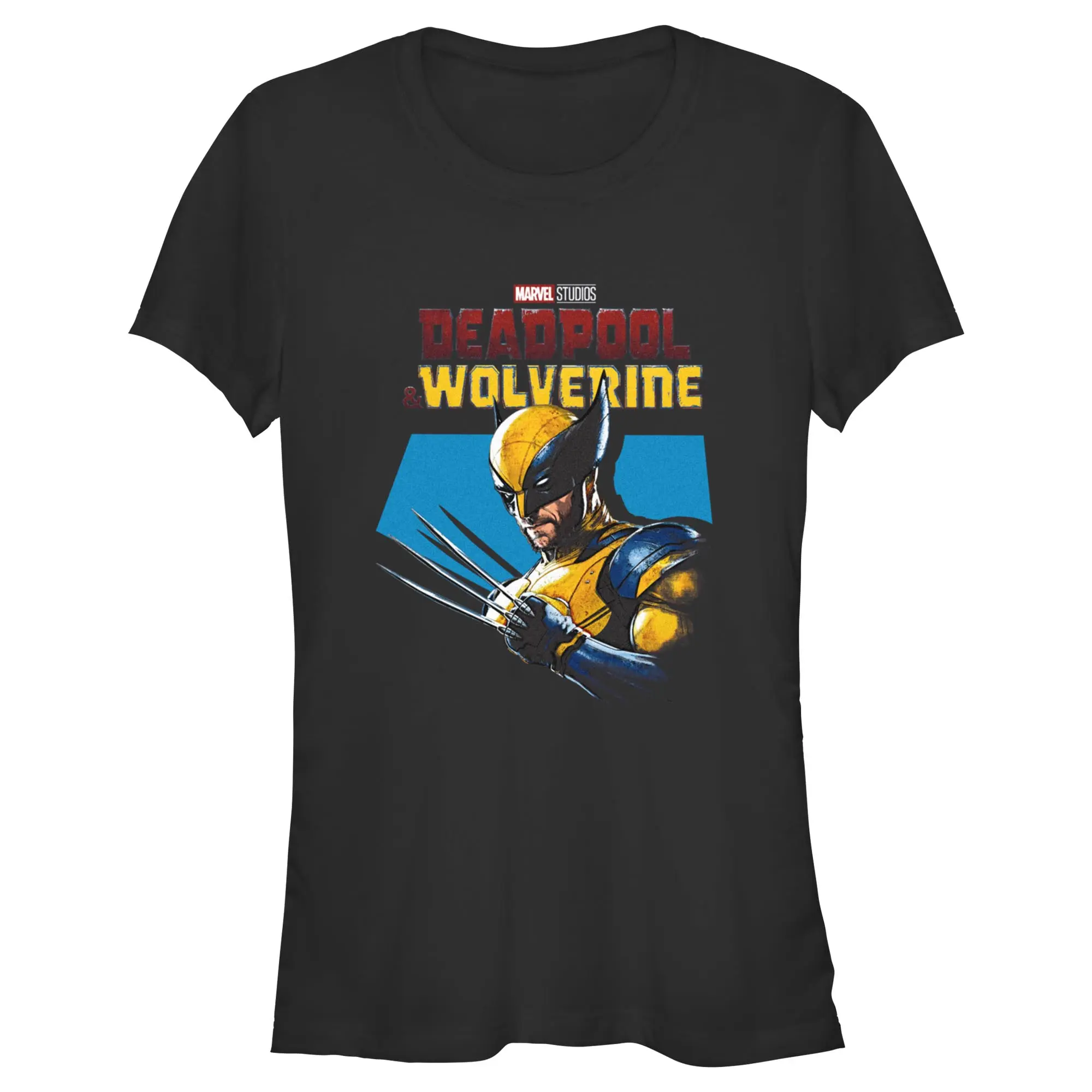 Women's Marvel Deadpool & Wolverine Claw Pose Graphic Print T-Shirt, Short Sleeves, Crew Neck, Suitable for Every Occasion, Clothes