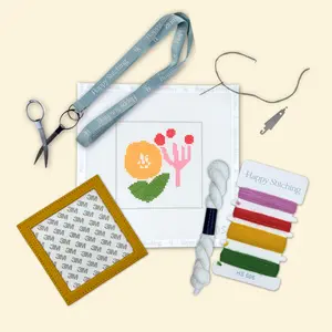 Happy Stitching - Wild Bloom Needlepoint Coaster Kit - Self Finishing Needlepoint Kit - Summer Crafts For Women - DIY Coaster Craft Kit