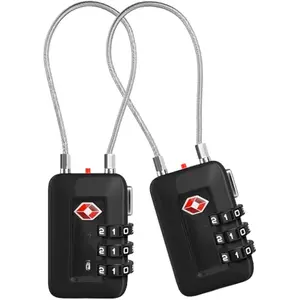 TSA Accepted Luggage Travel Lock, Set-Your-Own Combination Lock for School Gym Locker, Luggage Suitcase Baggage Locks, Filing Cabinets, Toolbox, Case (Black, 2 Pack)