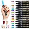 Nail Polish Art Pens - 15 Glitter Metallic Colors Nail Art Pens Set/Non-Toxic Quick-Dry Bright Long-Lasting & Flexible Brush Tip for Kids, Adults, Nail DIY Design Supplies Kit