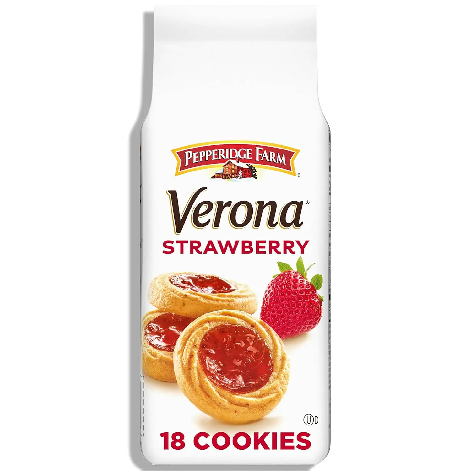 Strawberry Thumbprint Cookies – Buttery Soft Cookies with Sweet Strawberry Filling, Gourmet Dessert Snack, 6.75 oz Bag (18 Cookies)
