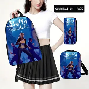 3-piece set of < Buffy the Vampire Slayer >   backpacks, featuring iconic TV series logos and characters - adjustable laptop compartment bag, durable polyester lining, hand washable (for ages 14 and up) - gift for Buffy fans