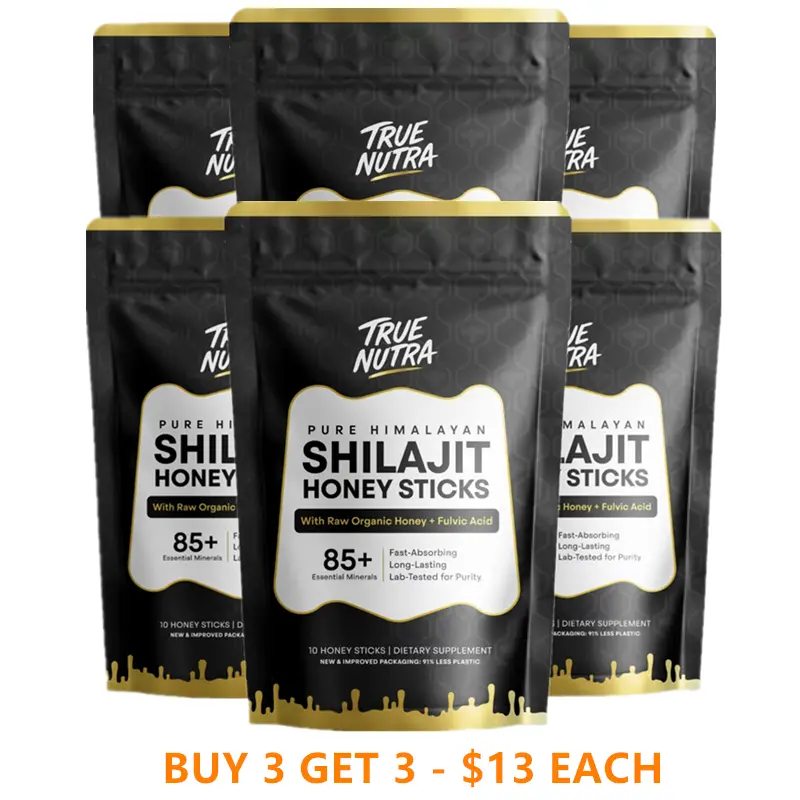 B3G3 True Nutra Pure Himalayan Shilajit Honey Sticks with Raw Organic ...