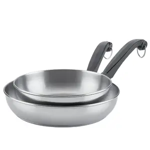 Classic Stainless Steel Frying Pan Set - 8.25 x 10 - Cookware Aluminium Eggs