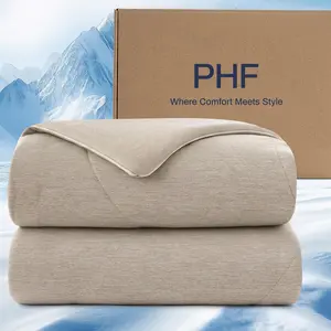 PHF Cooling Comforter for Hot Sleepers, Arc-Chill Q-Max>0.4, Double-Sided Cooling Blanket, Soft Lightweight Breathable Comforter for Night Sweats, 108 "x90, Taupe