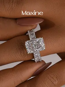 Maxine Affordable Luxury 925 Sterling Silver 5.0ct Radiant Cut Engagement Ring,5A Cubic Zirconia Women's Ring Jewelry,Promise Ring for Daily,Travel,Proposal,Wedding,Birthday,Anniversary