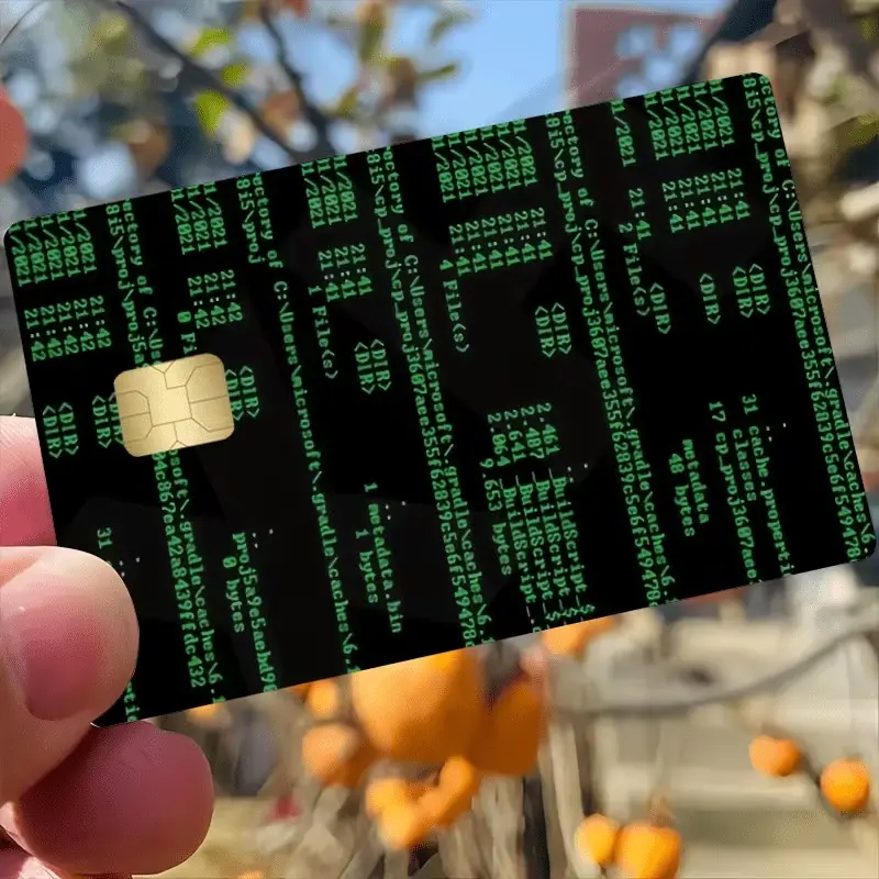 Hacker Credit Card Skin – Green Terminal Code Debit Card Sticker, Cyber Tech Design