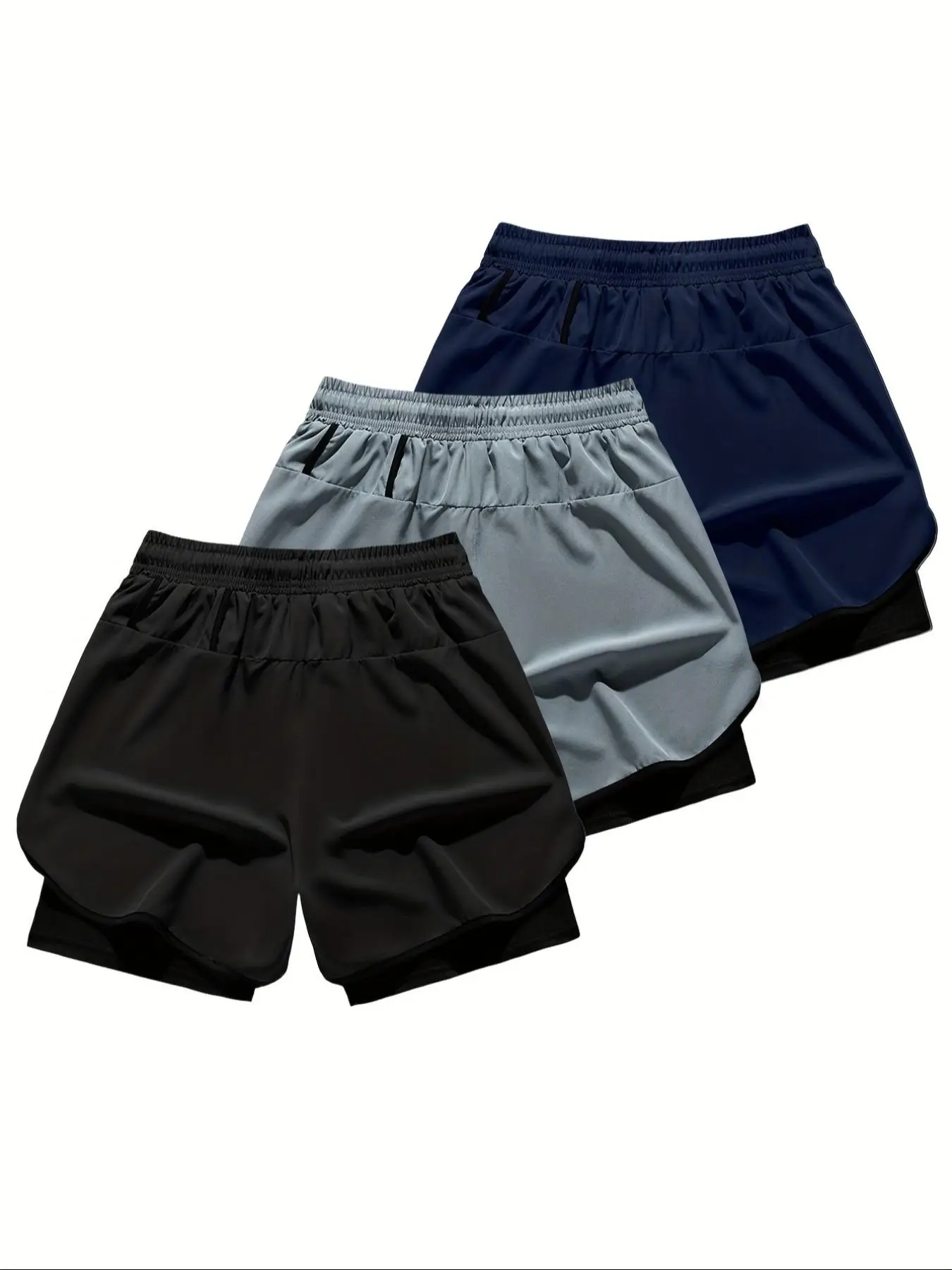 Men's 2 IN 1 Letter Print Shorts, Quick Drying Breathable Sports Shorts, Casual Comfy Men's Shorts for Summer