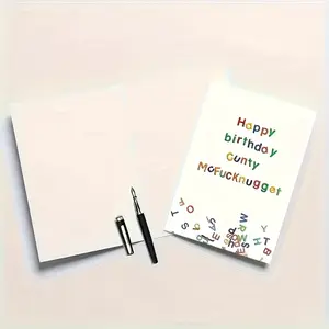 Funny Rude Birthday Card with Envelope, Colorful Fridge Magnet Letters Design, Offensive Humor Greeting Card for Friends, Family & Colleagues