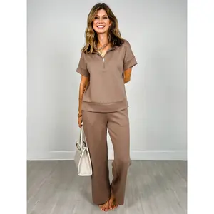 Scuba High Neck Half Zip Top & Pants Set - GRP B
