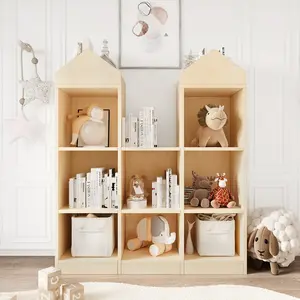 Garvee Castle Design Kids Bookshelf – 8-Cubby Wooden Toy Storage Organizer and Bookcase – Multi-Functional Display Cabinet for Nursery Playroom & Bedroom