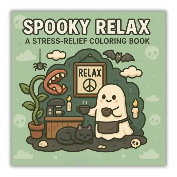 Halloween Fall Gift  Spooky Relax – A Stress-Relief Coloring Book for Kids and Adults