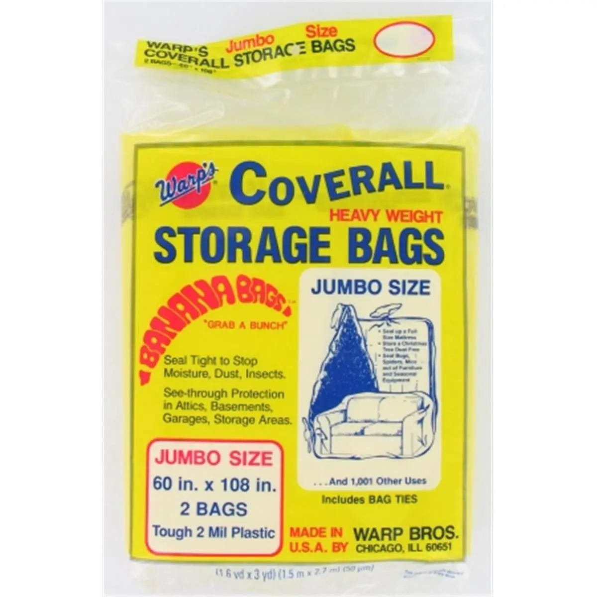 212 MAIN CB-60 Plastic Banana Storage Bags, 2-Count 60x108in Durable Seal Tight to Stop Moisture, Keep Out Bugs Fly-Resistant See-Through Protection for Pet Feeding Supplies Organizer