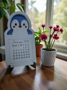 2026 Mini Penguin Desk Calendar (Handmade) – Limited Batch