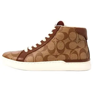 COACH Men's Leather High-Top Sneakers in Brown Casual Sports Shoes millie bobby brown lip millie bobby brown lip potato candy leah stranger things rings Trainer