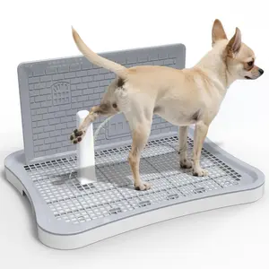 Pee Pad Holder, Indoor Dog Potty for Dogs, Puppy Pad Holder, Puppy Potty Training Tray with Splash Wall & Center Post, 20.1"×15.4"