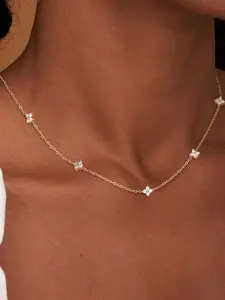 Elegant Four-Leaf Clover Zircon Stainless Steel Necklace for Women, Perfect for Daily Wear, Parties, Gatherings, Mother's Day Gift, High End Necklace