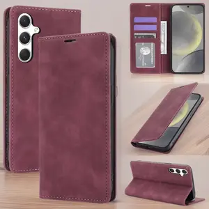 Leather Magnetic Flip Wallet Case with Card Slot, Compatible with Samsung S26 Ultra S25 S24 S22 S21 S20 S10 Plus , Flip Cover Card Holder