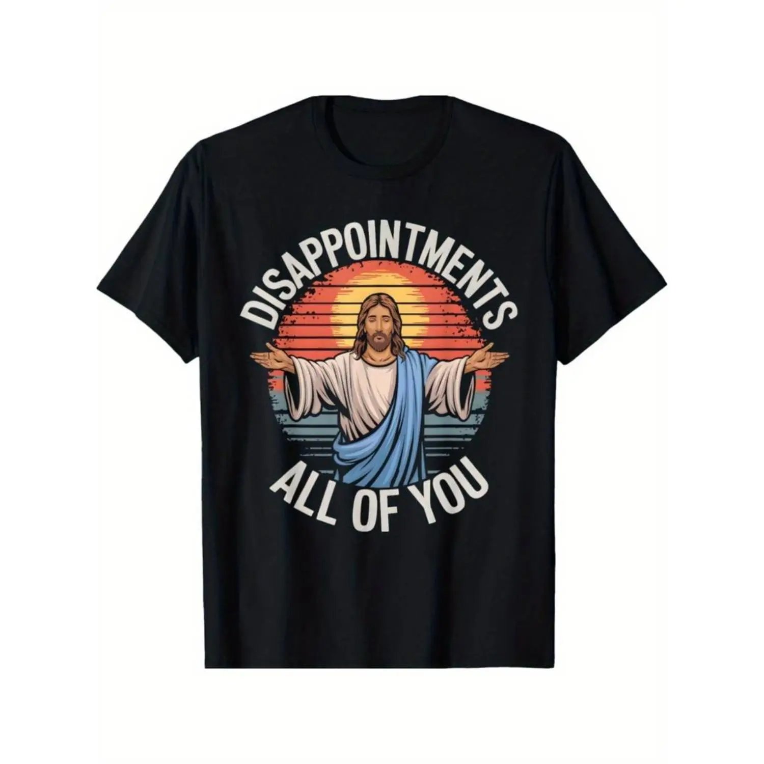 Men's Funny Jesus Casual Graphic T-Shirt - Slim Fitted, Short-Sleeve, Round Neck, Sarcastic Quote Print, Soft Fabric, Breathable Cloth Menswear T-Shirt Top