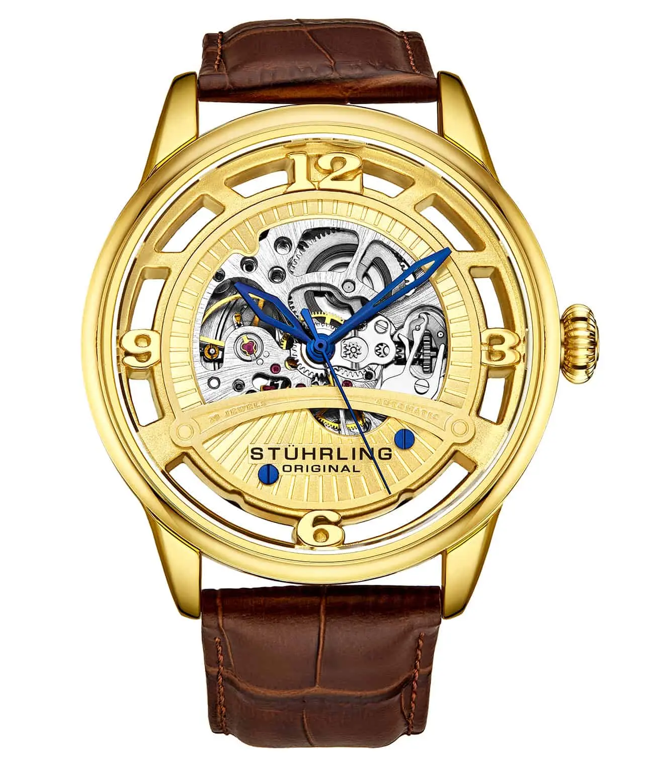 Dauphine 3974 Men's Automatic Analog Watch, 48mm Skeleton Design, Genuine Leather Watch Band, Automatic Watches