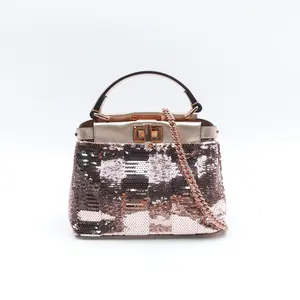 Pre-owned FENDI Sequin Shoulder Bags Peekaboo ISEEU Pink Shoulder Bag T10386894