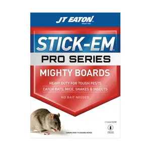 JT Eaton 7567308 Stick-Em Pro Series Mighty Boards Small Glue Animal Trap for Rodents Snakes & Insects- pack of 12