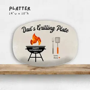 Personalized Dad’s Grilling Plate – Custom BBQ Platter for Father’s Day, Grill Master Gift for Dads