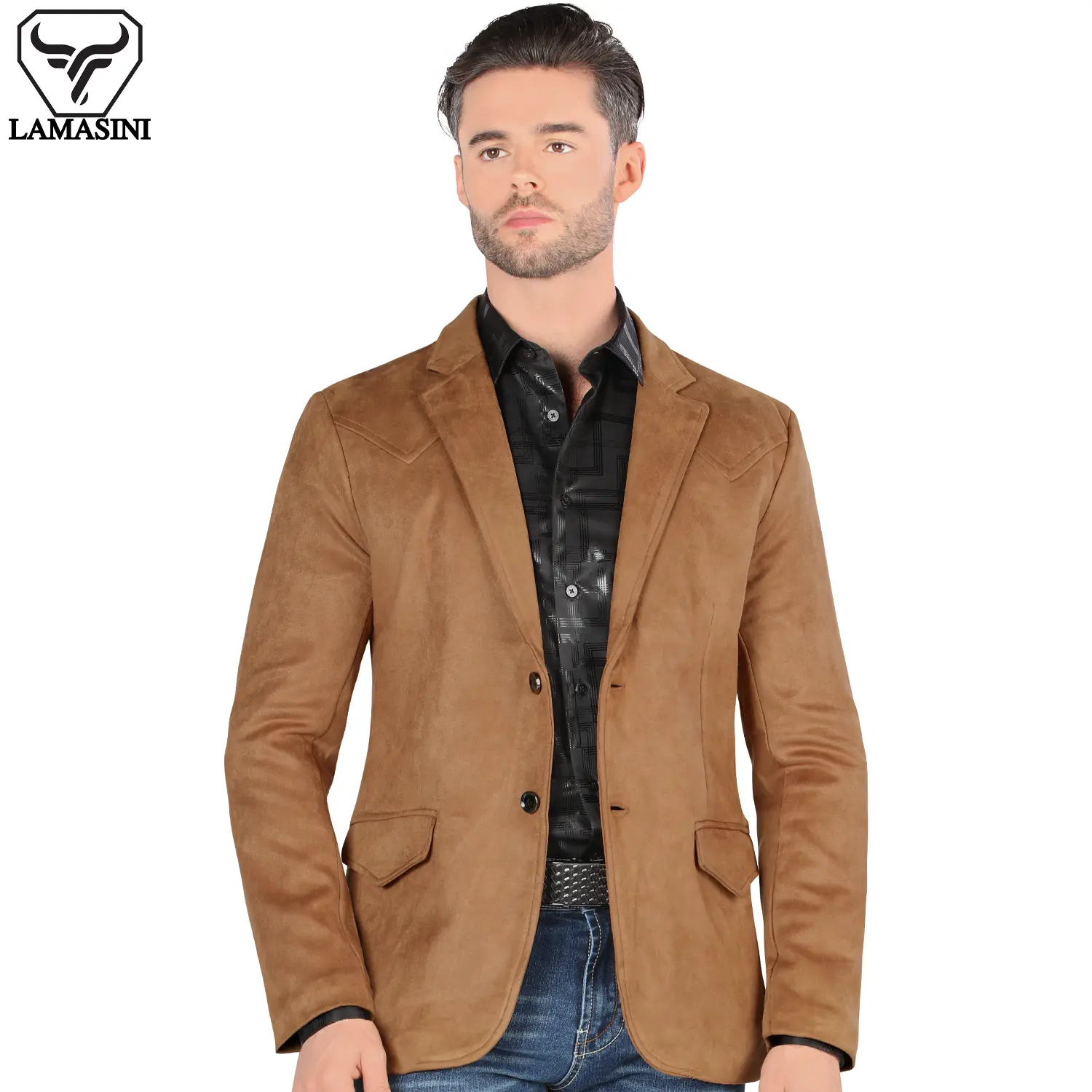 LAMASINI Men's Suede Blazer Slim Fit LM510 LAMASINI Men's Suede Blazer Slim Fit LM510