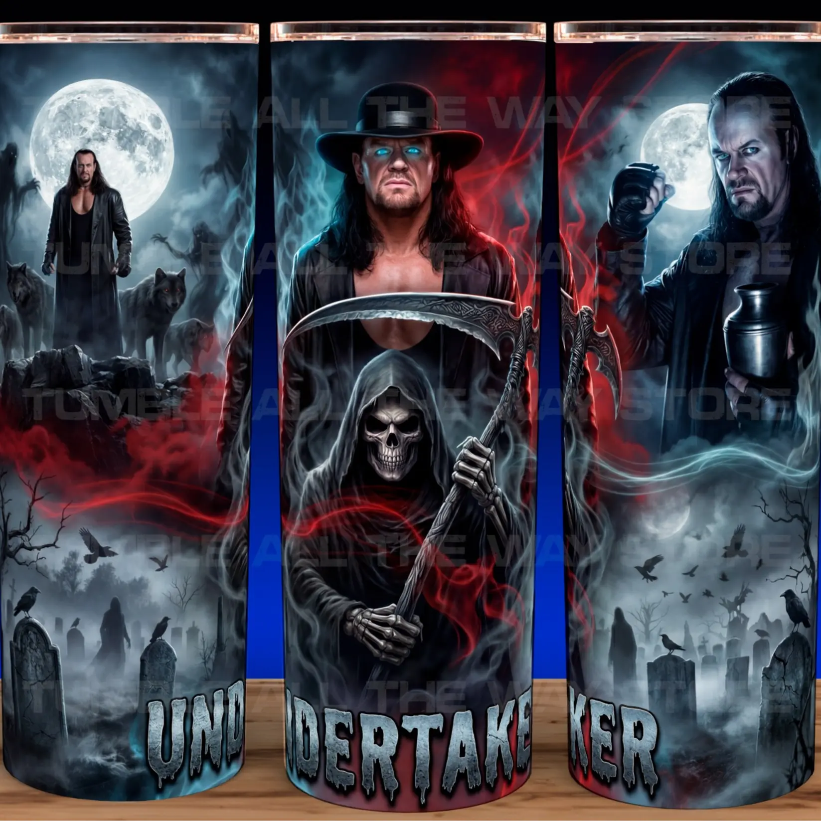 Undertaker Wrestling Legend Cup Mug Tumbler 20oz Stainless Steel Tumbler with Slide Closure Lid, Reusable Plastic Straw, Handmade Design - Drinkware