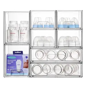 Stackable Storage Drawers Set of 5/8 Clear Plastic Organizer Bins for Nursery Bottle Station and Beauty Supplies Vanity Bathroom Cabinet Pantry Organization Multi-Size Flexible Design BPA-Free Safe With Separate Halloween StickerAB17NorthVibe