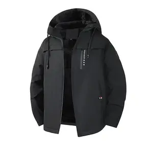 Men's Black Hooded Parka Coat - Fleece Lined, Warm & Waterproof Winter Jacket