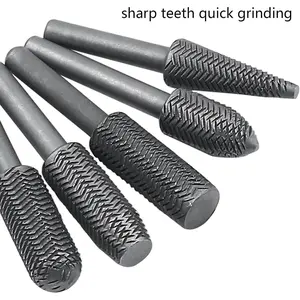 6mm Shank Tungsten Carbide Rotary Burr Set 5PCS 10PCS High Hardness Steel File Twist Drill Bits for Wood Carving Rubber Groove Molding Soft Metal Trimming Welding Burr Rust Removal Fast Grinding Non Slip DIY Woodworking Tools