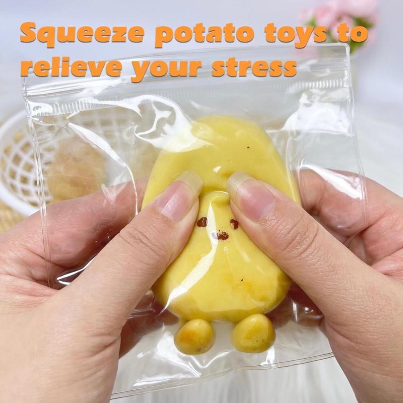 2Pcs Potato Taba Squishy, Kawaii Squeeze Toys Pinch Cute PVC Fufu Squishy Toys for Anxiety Relief, Soft Stress Toys for Party, Favors Novelty Things OPP Packaging, Silicone Slow-Rising