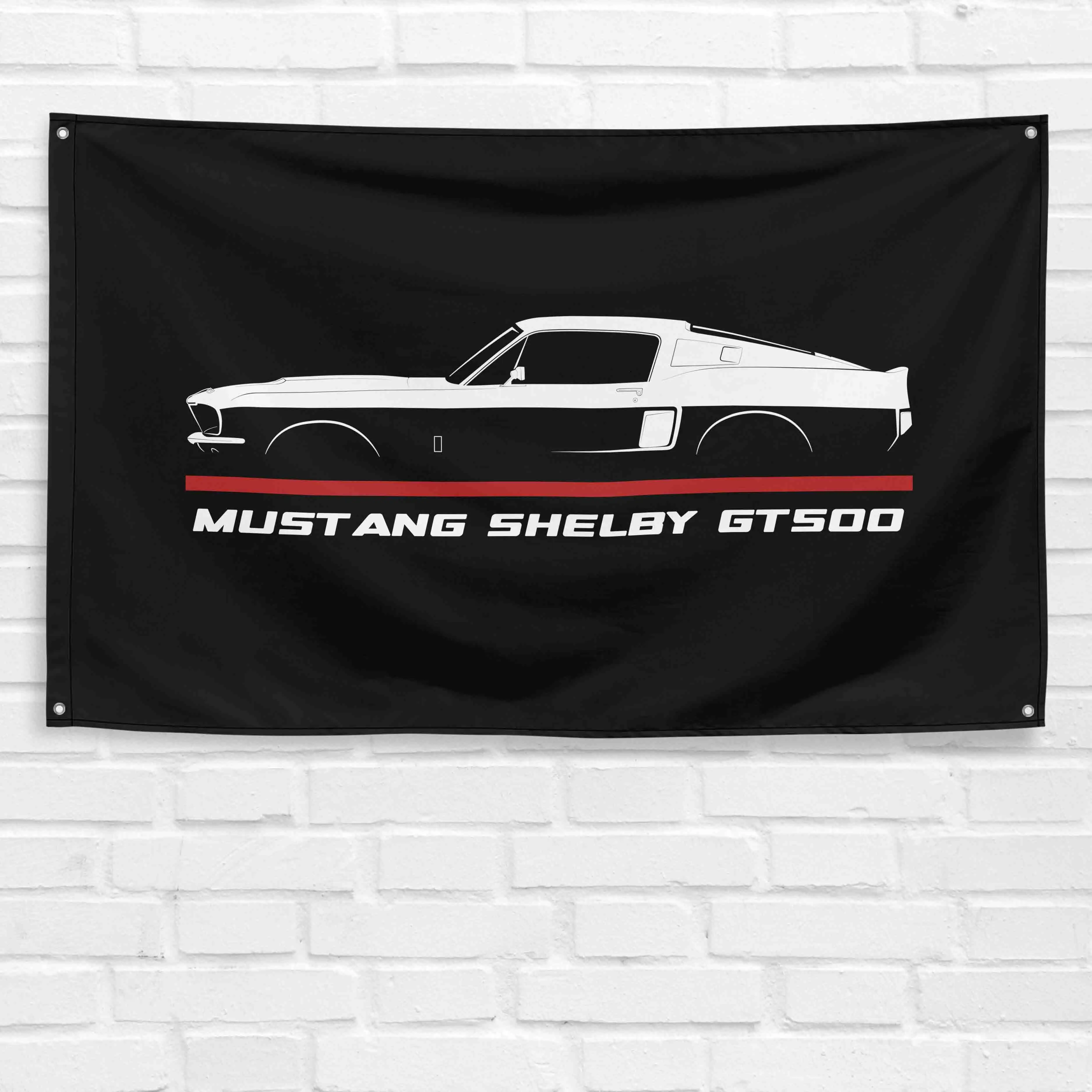 3 x 5 ft 1-Piece Lightweight Synthetic Decorative 1967-1968 Mustang Shelby GT500 Car Graphic Hangable Polyester Banner, Bold Print Durable Indoor Garage Wall Decoration, Left-Side Sleeve Party Backdrop for Home Festive Occasions, Party Decor