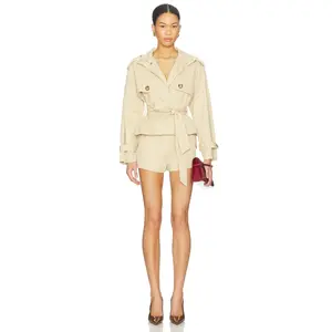 Line & Dot Kaelin Trench Style Romper in Beige