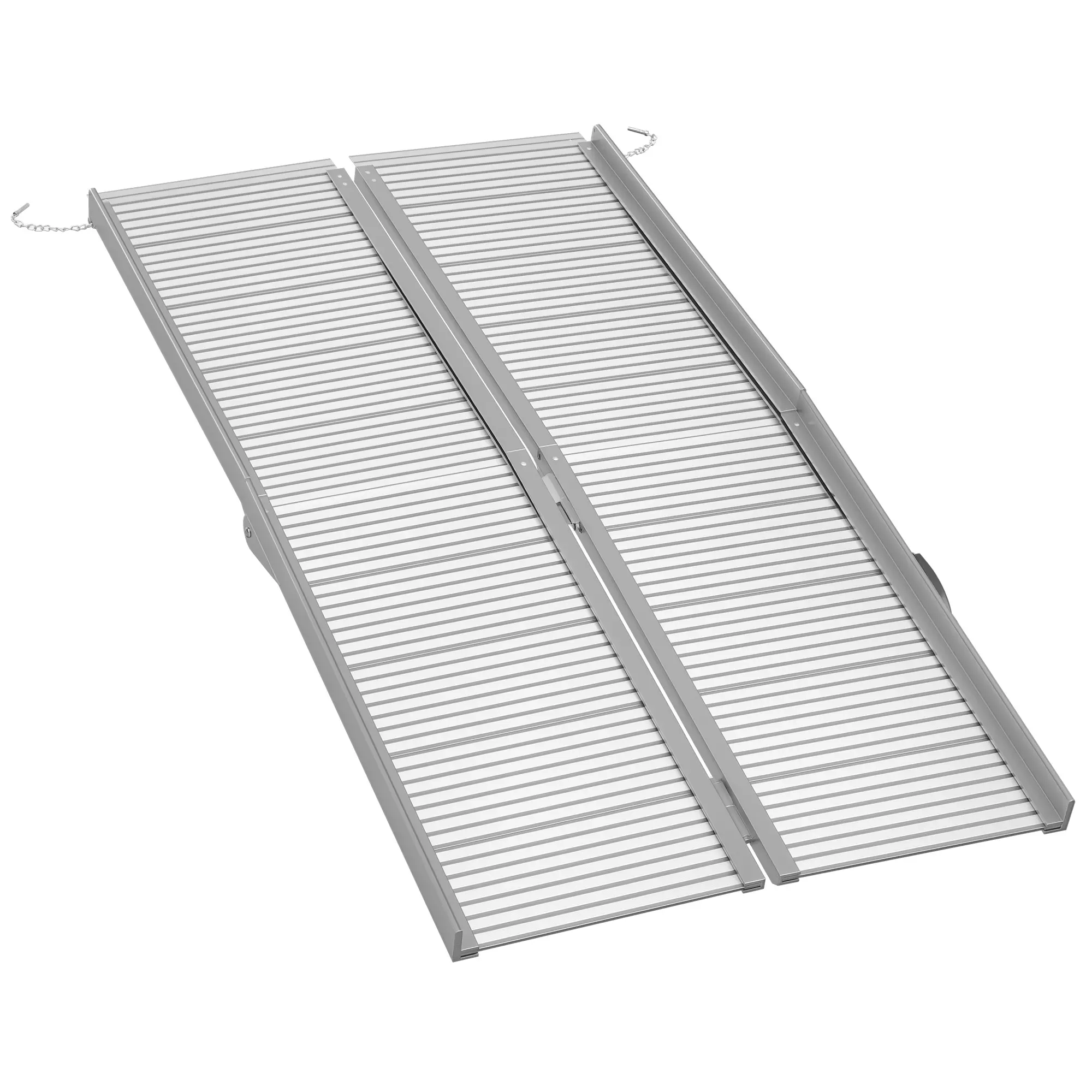5' Foldable Handicap Ramp for Home, Steps, Doorways, Aluminum Portable Wheelchair Ramp, Textured Threshold Ramp, Silver