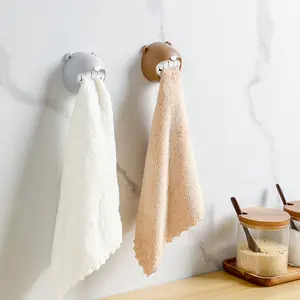 Cartoon Bear Wall-Mounted Towel Hook - No-Drill Kitchen & Bathroom Rag and Face Towel Organizer