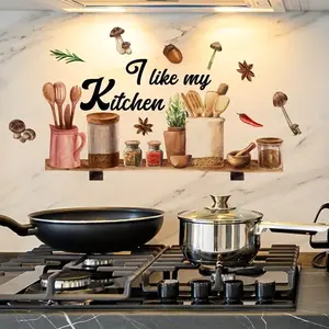 Realistic Kitchen Tool Wall Sticker, Decorative Background Wall Decal for Living Room Dining Room, Kitchen Bathroom Decoration, Universal Use, No Ca Prop 65 Warning