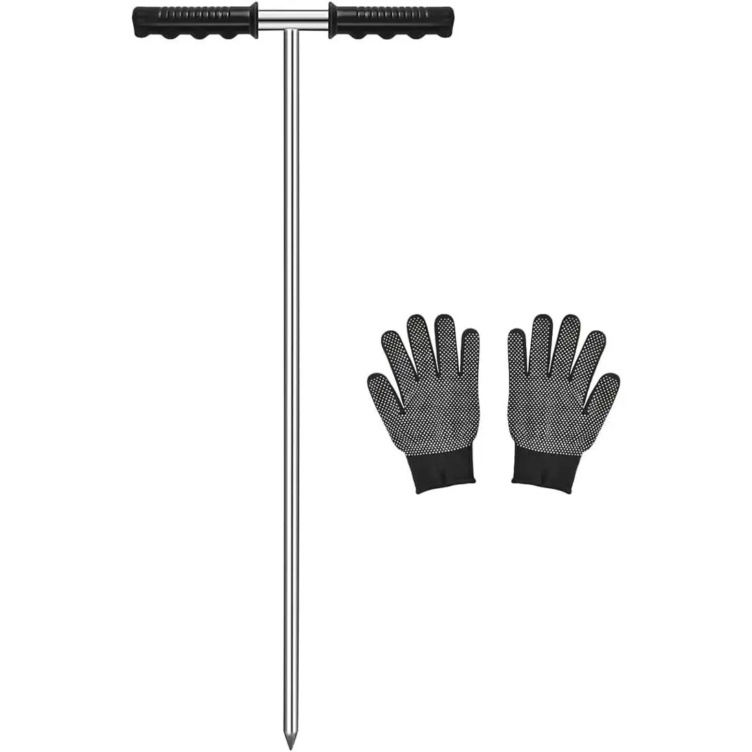 Stainless Steel Soil Probe Rod, High Quality Material 32-48 in Adjustable Height Landscaping Tool with T-Handle & Comfortable Grip, Rust-Proof Tool for Penetrating Hard Ground, Locating Septic Tanks