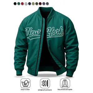 Men's stylish baseball jacket with "New York" printed on the surface, suitable for sports, riding, parties, daily commuting, and ideal for spring and summer wear Casual Long Sleeve Coats Warmer Menswear windbreaker jacket