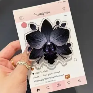 Dark Orchid with MagSafe Phone Grip, Gothic Aesthetic Magnetic Phone Holder, Kawaii Fan Gift , Kindle Accessories sticky Baby mount Library Card Flower-Shaped Multi-Functional Stand Universal Car Double-Sided Octo Adjustable Portable