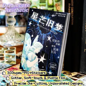 [Dreamcore Vintage Sticker Book] 30Pages=990+Stickers, Sanded/Soft-Touch/Matte Laminate, Precise Die-cut | Y2K, Retro, Dreamy, Elegant, Luxury Style, Chinese & European Artistic Sticker | Journal Supplies, Scrapbooking, Deco, Stationary, Girls Favorites