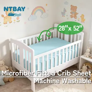 NTBAY 100% Brushed Microfiber Fitted Crib Sheet, Super Soft and Cozy Crib Sheet for Standard Crib and Toddler Mattresses,Unisex